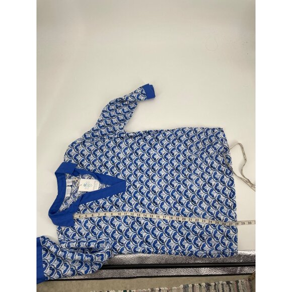 NWT Sigrid Olsen Womens Medium Blue White Linen Top Scallop Print Coastal Preppy - Picture 7 of 7